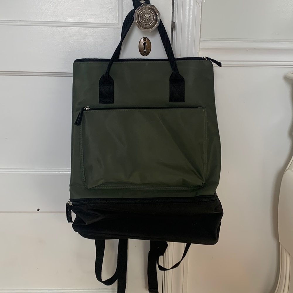 Spacious Olive Green Convertible Backpack/Tote